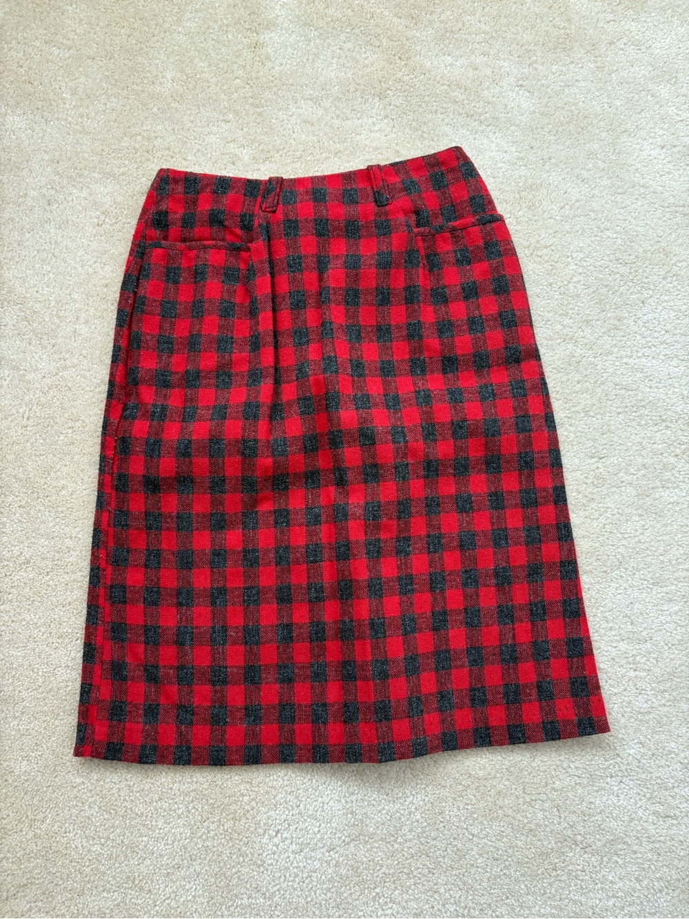 Vintage Eber red buffalo plaid skirt sz 26 grunge Clueless academia preppy wool